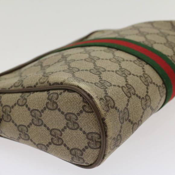 GUCCI GG Canvas Web Sherry Line Clutch Bag Beige Red Green 56.01.012 Auth yk8055 - Picture 11 of 16